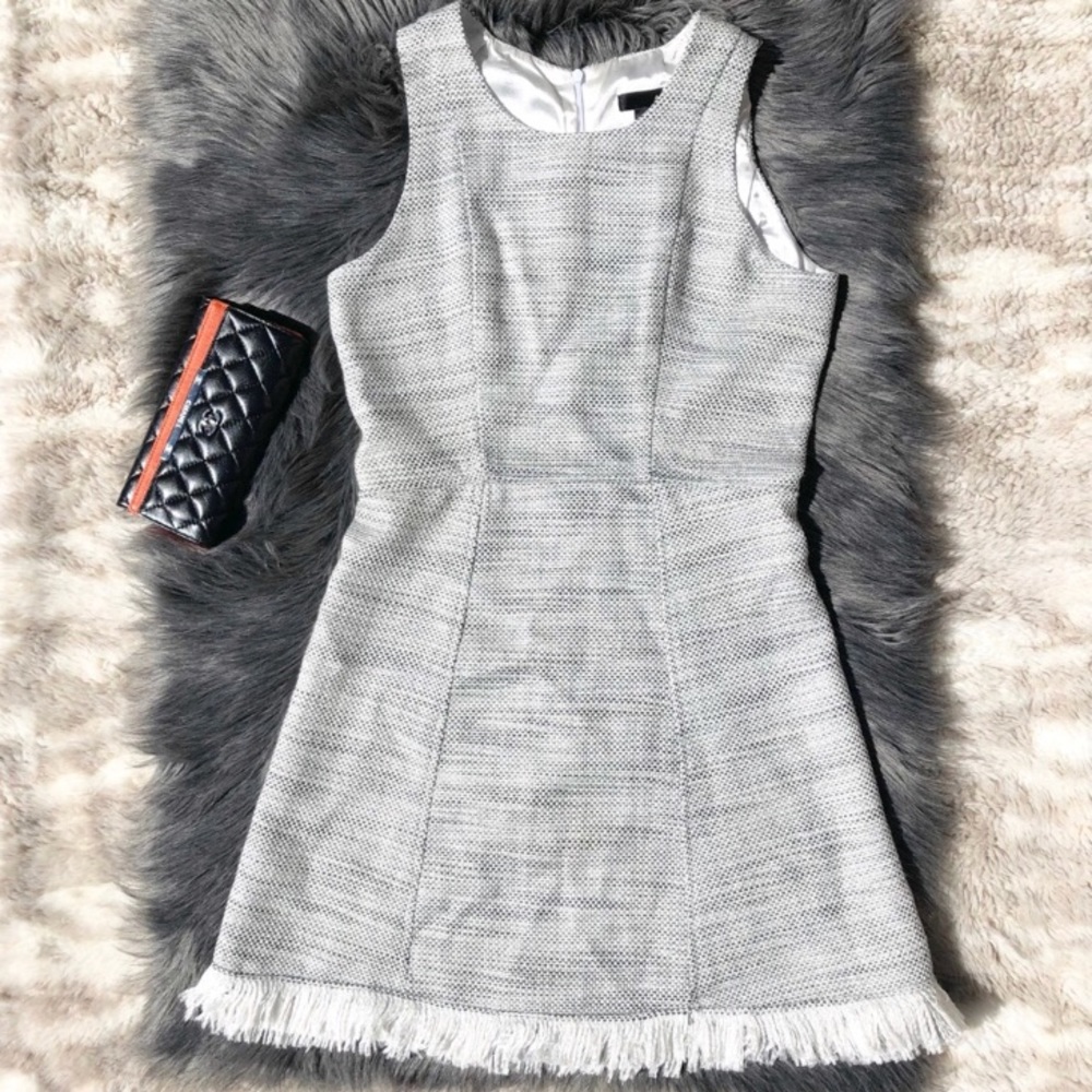 So unique Light Grey Tweed Dress Suit Medium